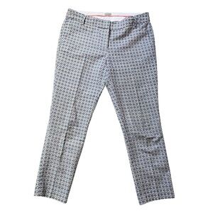 Paraphrase blue and white pattern ankle trouser pant size 8